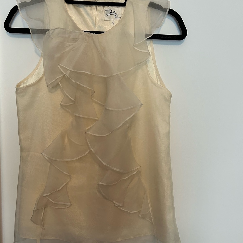 Milly ivory Sleeveless Ruffled Blouse